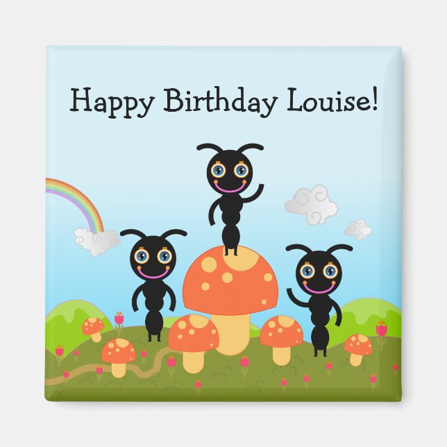 Íman Feliz aniversário diz as formigas (Frente)