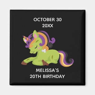 Íman Feliz aniversário do Frankenstein Unicorn no Dia 