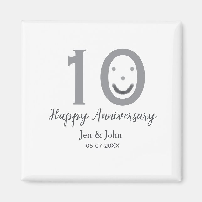 Íman Feliz aniversário do nome data cinza ousada emoji (Frente)