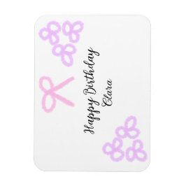 Íman Feliz aniversário do pastel floral roxo cor-de-ros