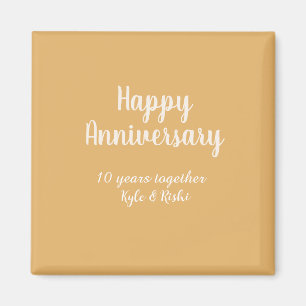 Íman Feliz aniversário dourado branco 10 anos nome data