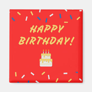 Íman Feliz aniversário em vermelho