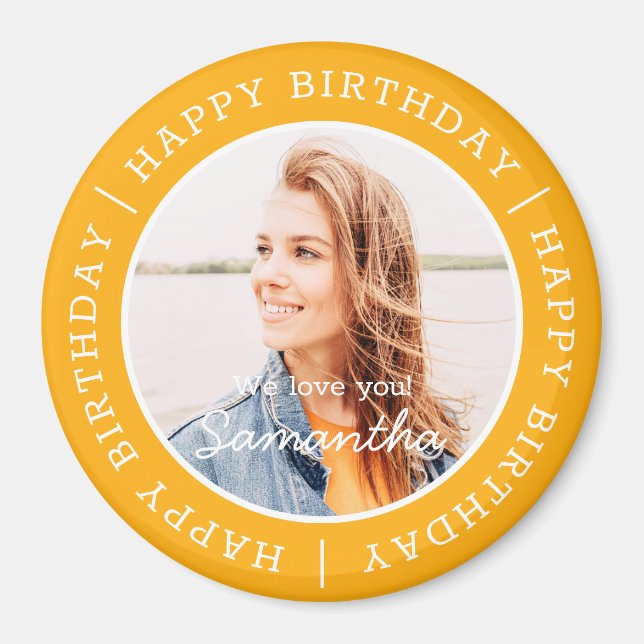 Íman Feliz Aniversário - Foto personalizada simples de  (Frente)