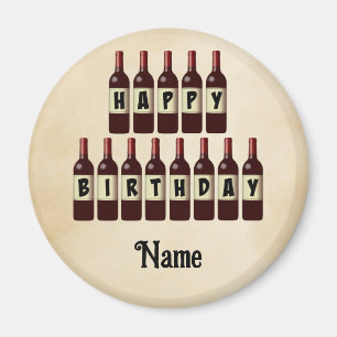 Íman Feliz Aniversário Garrafas de Vinho Vermelho Perso