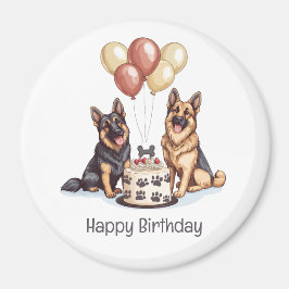 Íman Feliz aniversário German shepherd Cães Bolo de Ani