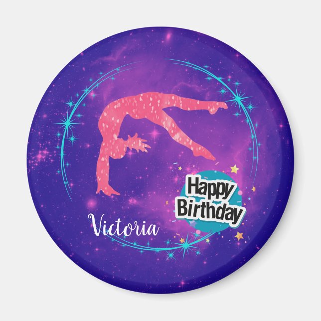 Íman Feliz Aniversário Ginástica Galáxia Tumbling (Frente)