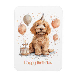 Íman Feliz aniversário Goldendoodle Cachorro de Anivers