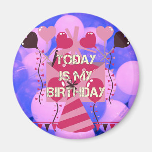 Íman Feliz Aniversário Hoje é o meu Aniversário Balões