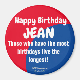 Íman Feliz aniversário JEAN Refrigerator Magnet