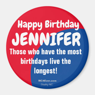 Íman Feliz aniversário JENNIFER FRIGERator Magnet