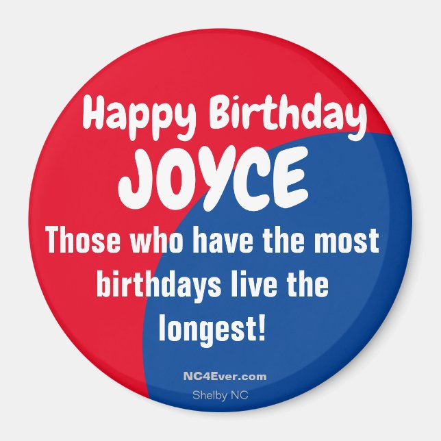 Íman Feliz Aniversário JOYCE Refrigerator Magnet (Frente)