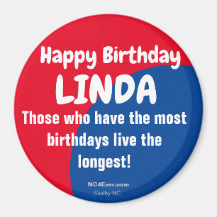 Íman Feliz aniversário LINDA Frigorífico Magnet