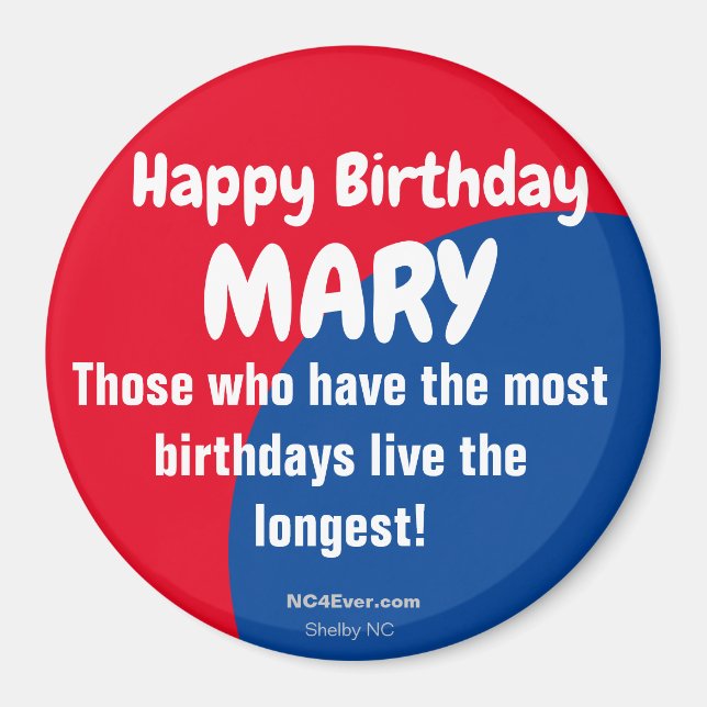 Íman Feliz Aniversário, MARY Refrigerator Magnet (Frente)