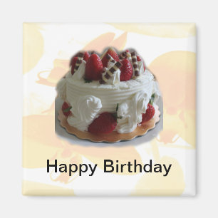 Íman feliz aniversário morango, bolo de chocolate