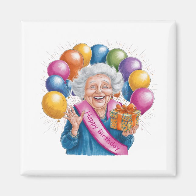 Íman Feliz Aniversário Nana Divertida (Frente)