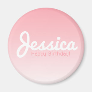 Íman Feliz Aniversário, Nome Personalizável   Rosa Rose