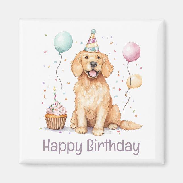 Íman Feliz aniversário - Ouro de varejo (Frente)