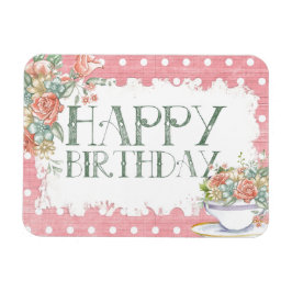 Íman Feliz Aniversário País Rosa Bolinhas-Presente Magn