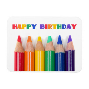 Íman Feliz Aniversário Para Qualquer Lápis Colorido D