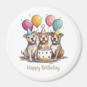 Íman Feliz Aniversário Pit Bull Dogs