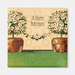 Íman Feliz Aniversário Potes de Flor de Vintage Magnet
