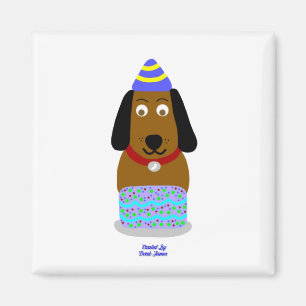 Íman Feliz Aniversário Pup 2 Polegadas Magnet