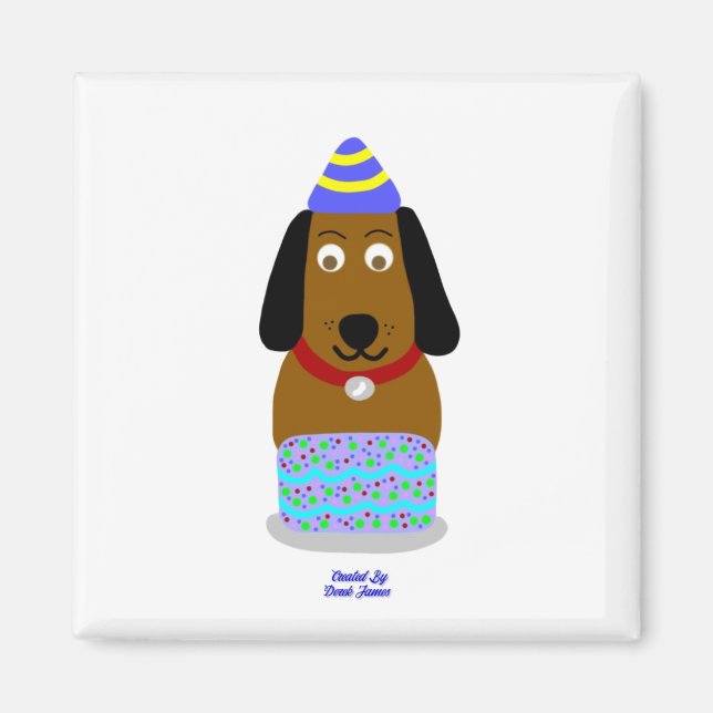 Íman Feliz Aniversário Pup 2 Polegadas Magnet (Frente)
