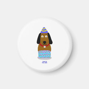 Íman Feliz Aniversário Pup Round Magnet