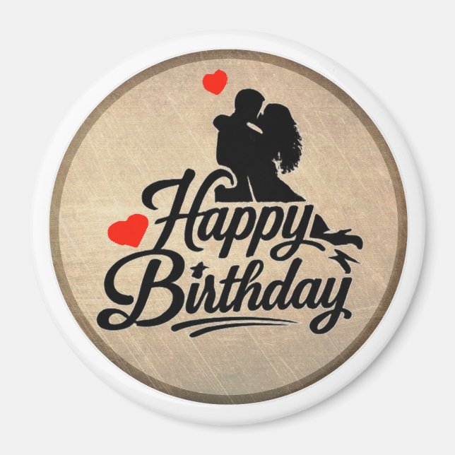 Íman Feliz Aniversário Romântico (Frente)