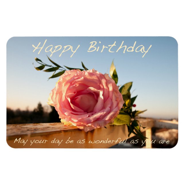 Íman Feliz Aniversário Rosa (Horizontal)