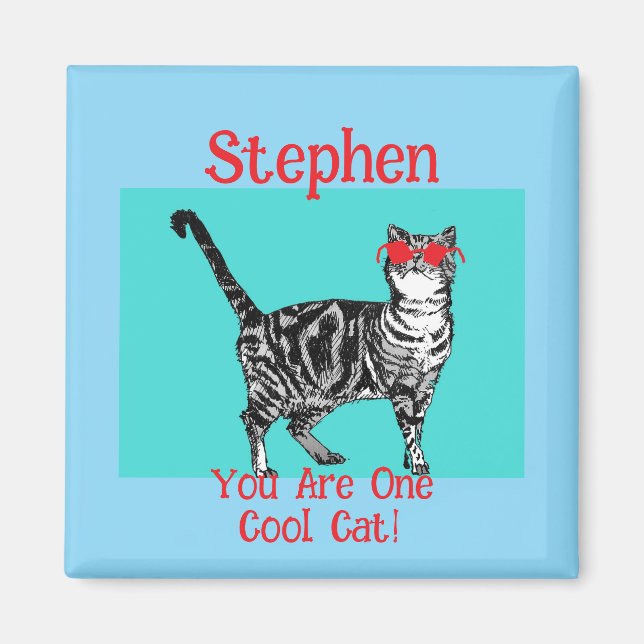 Íman Feliz Aniversário Seu Legal Tabby Cat Mens Marido (Frente)