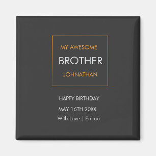 Íman Feliz aniversário, Tipografia Branca e Laranja