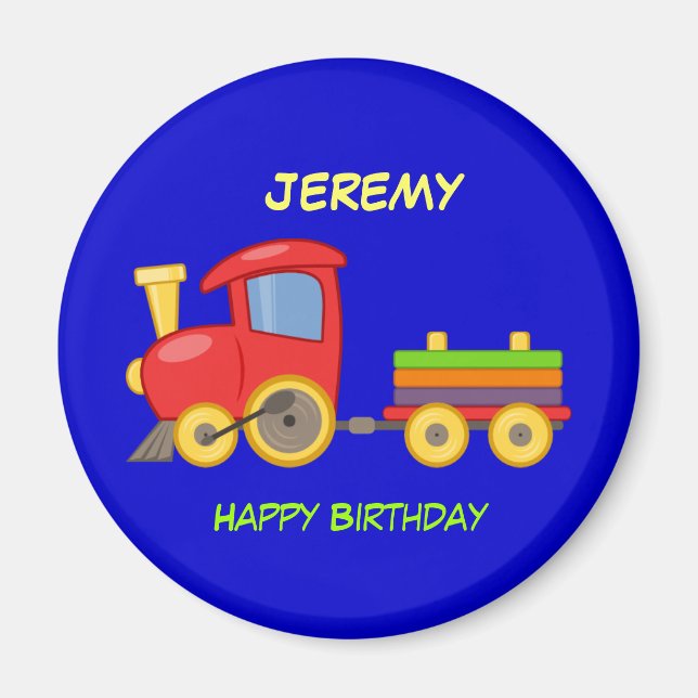 Íman Feliz Aniversário, Trem de Brinquedo, modelo (Frente)