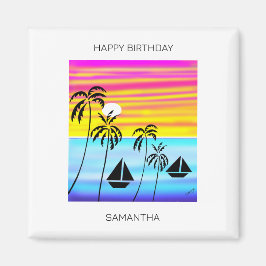 Íman Feliz Aniversário, Tropical Sunset Sunset Navegand