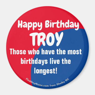 Íman Feliz aniversário TROY grande ímã