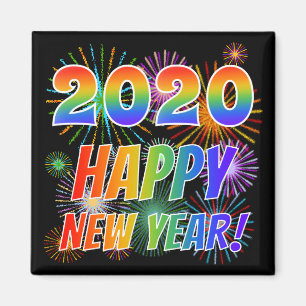 Íman FELIZ ANO NOVO 2020! + Padrão Colorido do Firewor