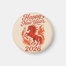 Íman Feliz ano novo 2026 Cavalo de Fiery
