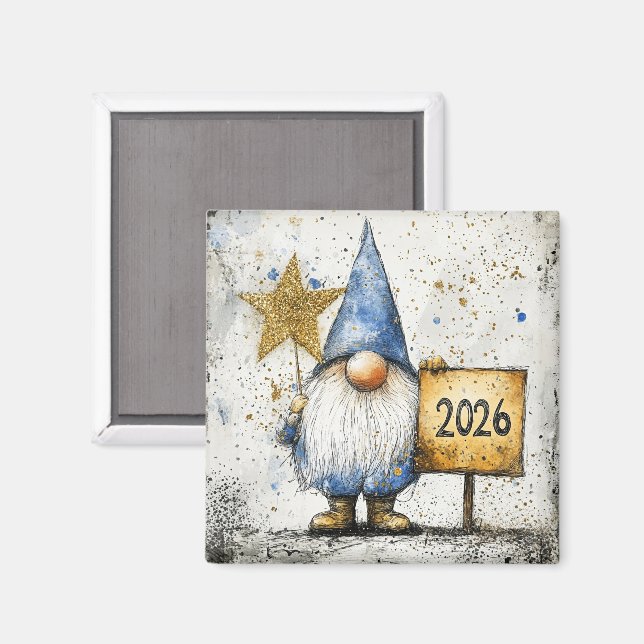 Íman Feliz Ano Novo, 2026, Celebração (Front/Back)