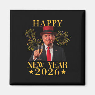 Íman Feliz Ano Novo 2026 Divertido Presidente Trump Fog