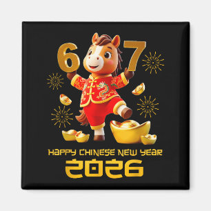 Íman Feliz Ano Novo Chinês 2026 Cavalo Engraçado 6 7 Me