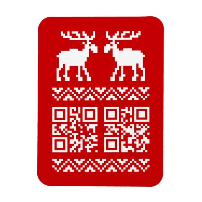 Íman Feliz ano novo de código QR do Sweater de Natal Fe (Vertical)