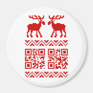 Íman Feliz ano novo de código QR do Sweater de Natal Fe