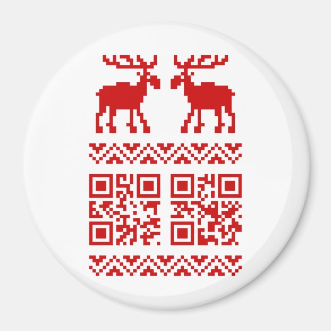 Íman Feliz ano novo de código QR do Sweater de Natal Fe (Frente)