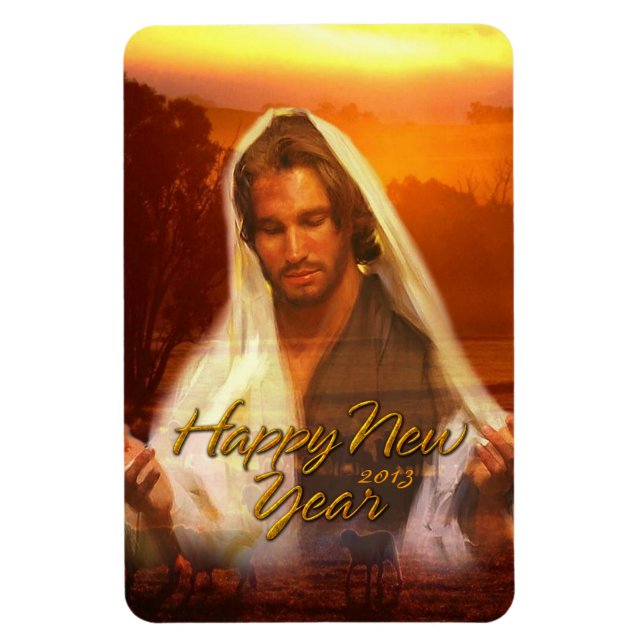 Íman Feliz Ano Novo Jesus Ímã Premium (Vertical)