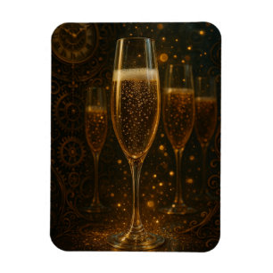 Íman Feliz Ano Novo Steampunk Champagne Glamouroso