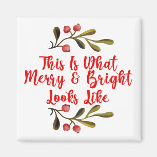 Íman Feliz Brilhante Aquarela Decoração de Natal Holly