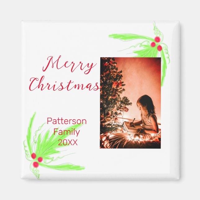 Íman Feliz Brilho Natal adicione o nome da família de b (Frente)