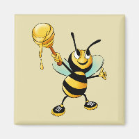Feliz Bumble Bee com uma colher de mel