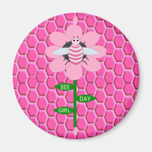 Íman Feliz Bumblebee de Aniversário Rosa