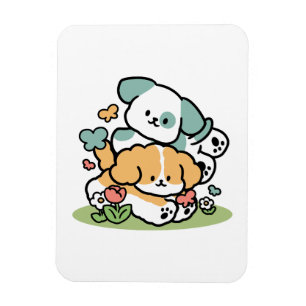 Íman Feliz Cachorro A Cair Em Maio - Arte Canina Kawaii